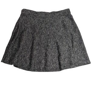 Studio M Womens L Black White Marled Knit Skater Skirt A-Line Mini Elastic Waist